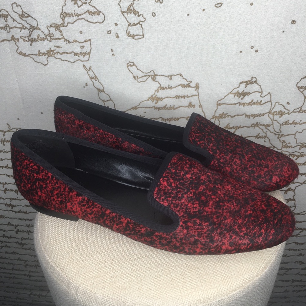 Nine West Size 11 Red Calf Hair Leather Flats